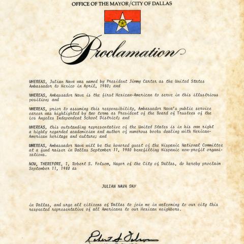 Proclamation of Julian Nava Day, September 11, 1980