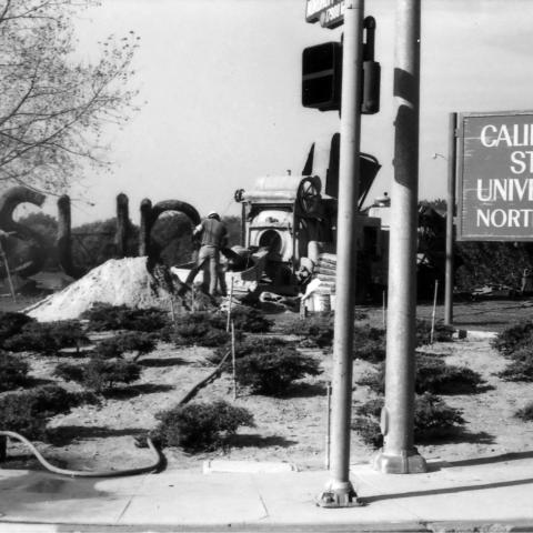 The California State University, Northridge sign that was replaced by Banks’ new sculpture
