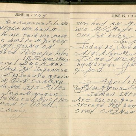 Diary entry from June 18, 1945
