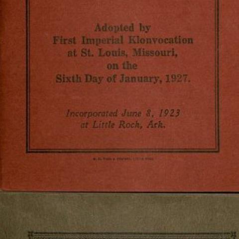 Constitution and Laws of the Knights and Women of the Ku Klux Klan, 1921-1923