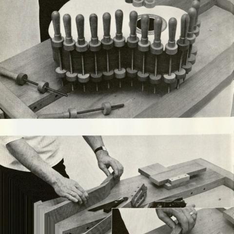 Clamping the back to the guitar and construction of the neck, in The Classical Guitar: Design and Construction by Donald McLeod and Robert Welford