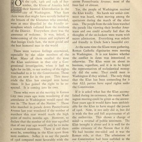 "They Marched," article from The Kourier Magazine, 1926