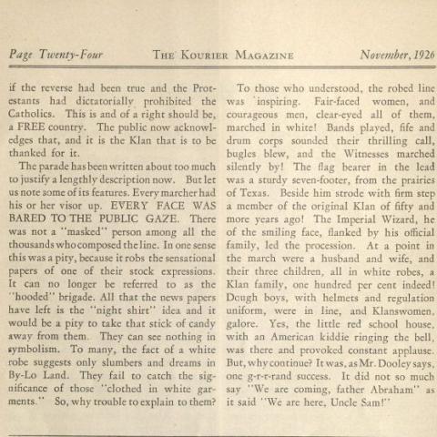 Excerpt from "They Marched" from the Kourier Magazine, 1926