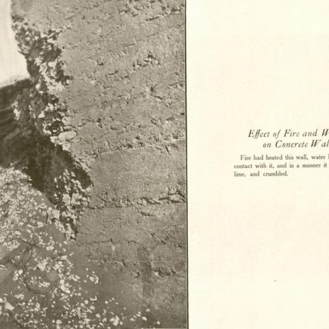 Photograph, The Effect of Fire and Water on Concrete Wall, in Burnt Clay Products in Fire and Earthquake
