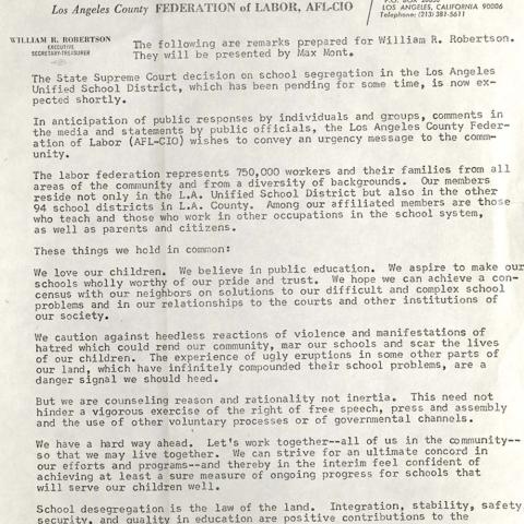 A position statement issued by the Los Angeles County Federation of Labor