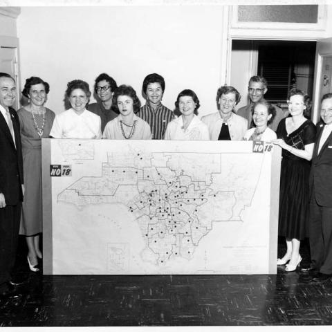 Members of the Los Angeles field office of the "No on Proposition 18" campaign 