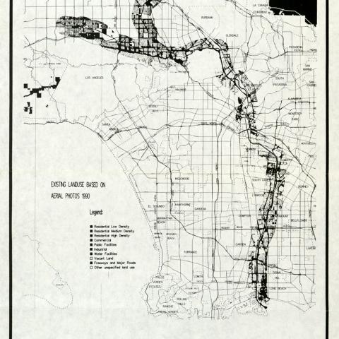 Map of land use along the Los Angeles River based on aerial photographs, July 1993. Los Angeles City Planning Commission Collection