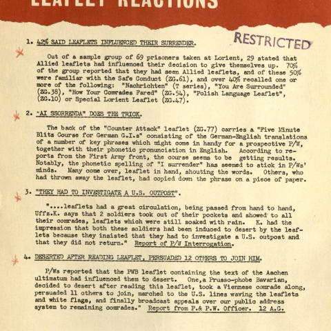 Latest Reports of Leaflet Reactions, no. 14