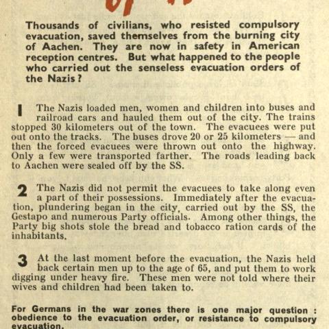 Flyer, "The Lesson of Aachen"