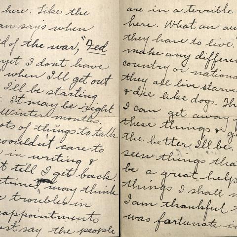 Letter from Raymond Gleason to his mother, Christmas day, 1918