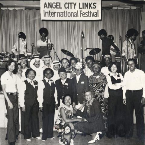 1977 group photograph from the Angel City Chapter International Festival