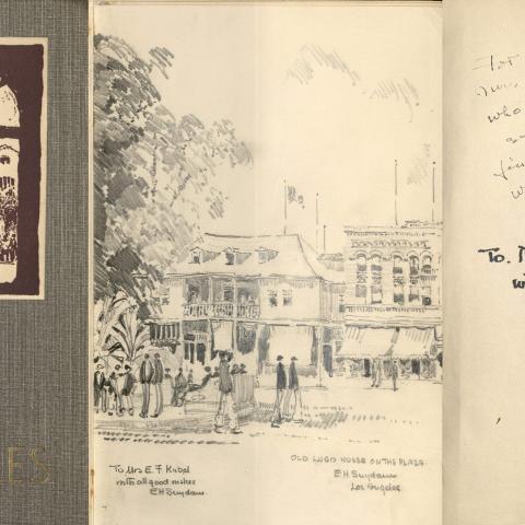 Cover and pages, Los Angeles, City of Dreams by Harry Carr, illustrations by E. H. Suydam, 1935. F869.L8 C3  