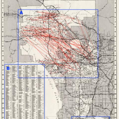 School busing map issued by the Los Angeles Unified School District, 1979