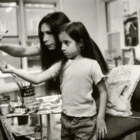 Marla, painting, with her daughter, Queens, New York