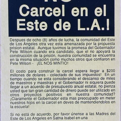 Protest Flyer, 1992, Juana Beatriz Gutiérrez Mothers of East Los Angeles (MELA) Collection