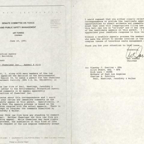Letter to the Environmental Protection Agency