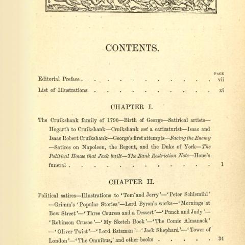 Table of Contents, A Memoir of George Cruikshank
