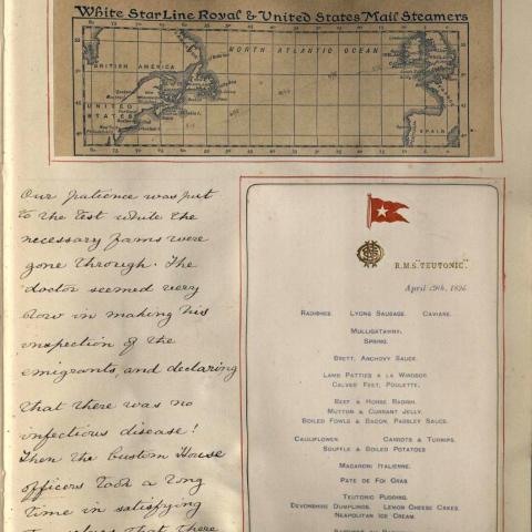 Menu from one of the meals on the Teutonic
