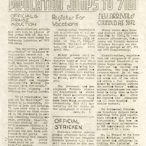 Manzanar Free Press, April 29, 1942