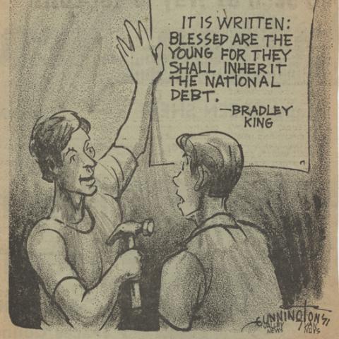 Political cartoon regarding the national debt