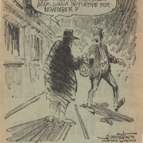 Political cartoon regarding the California Marijuana Initiative