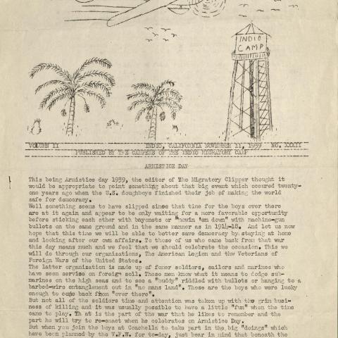 The Migratory Clipper, Indio Migratory Camp, November 11, 1939