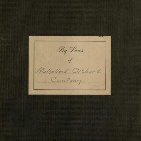 Cover, Mulholland Orchard Company By-laws