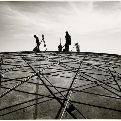 Photograph, Valley Music Theatre, exterior dome construction, ca. 1963