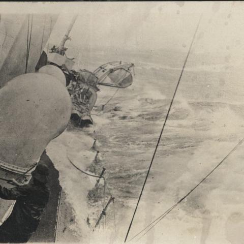 The U.S.S. Mount Vernon sinks after being torpedoed