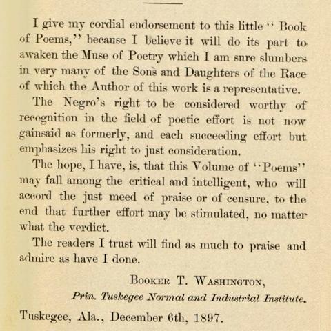 Introduction by Booker T. Washington in Magnolia Leaves; Poems 