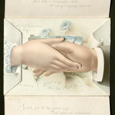 Partially opened New Year's card