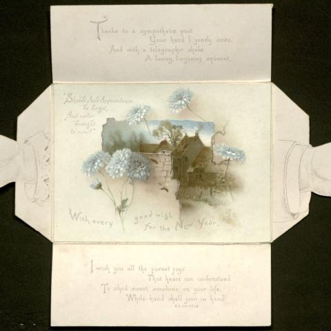 Fully opened New Year's card