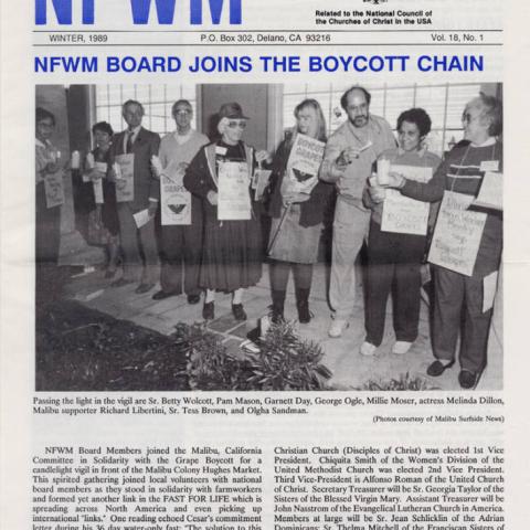 Front page, National Farm Worker Ministry newsletter, Winter 1989