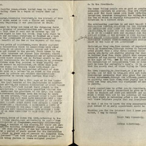 Letter from Andrae B. Nordskog to President Calvin Coolidge
