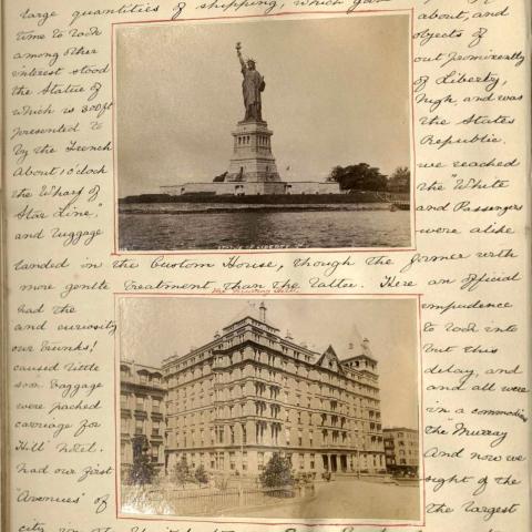 Pictures of the Statue of Liberty and the Murray Hill Hotel