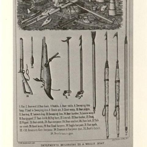 Depictions of some of the tools used in whaling, in Journal Aboard the Bark Ocean Bird On a Whaling Voyage to Scammon's Lagoon, Winter of 1858-1859, 1970