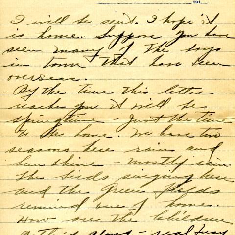 Third page of Flanders' letter to Mrs. Jason Coppernoll, February 26, 1919