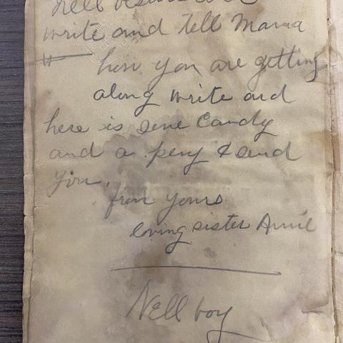Personal inscription in the front of Paper Dolls and How to Make Them: A Book for Little Girls TT175 .P37 1856