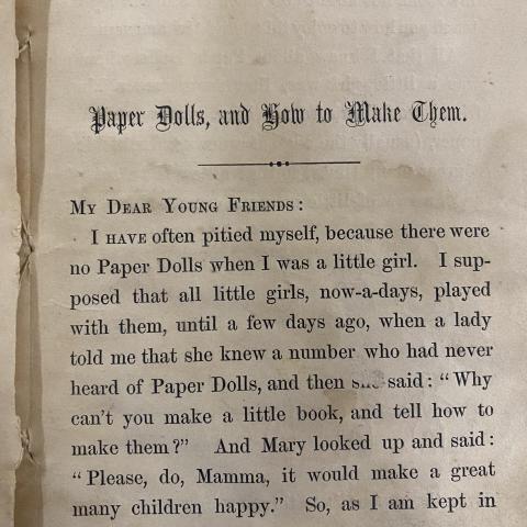 Introduction to Paper Dolls and How to Make Them: A Book for Little Girls TT175 .P37 1856