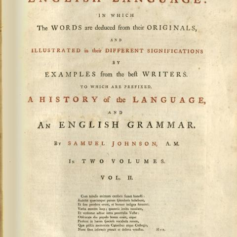 Title page, Samuel Johnson, A Dictionary of the English Language... 