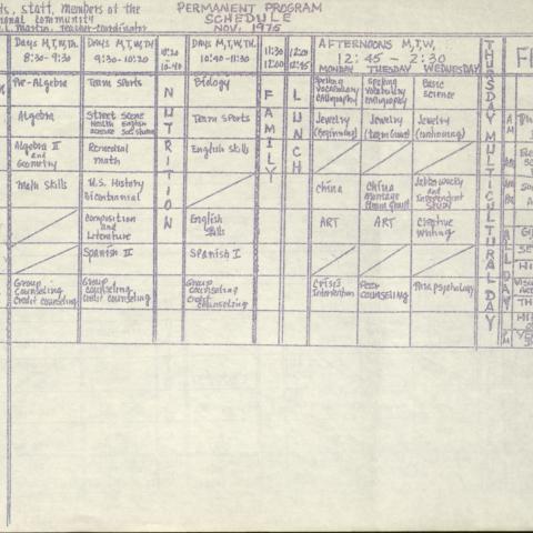 Permanent Program Schedule, November 1975