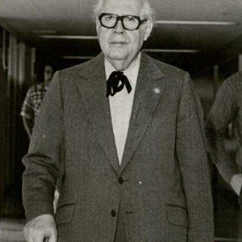 Andres Segovia taking a walk around campus