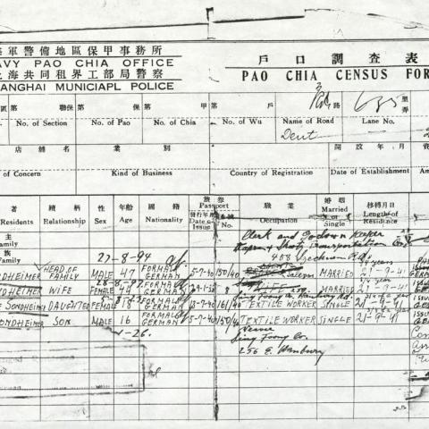 A Census Report for for Mortiz Songheimer