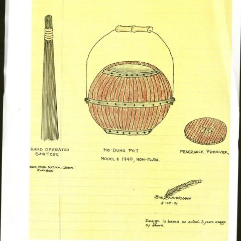 Drawing of toilets in Hongkrew Ghetto drawn by Bodo Zimmerman, August 10, 2001