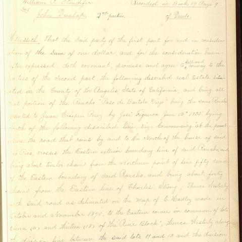 Rancho Paso de Bartolo conveyance, in Abstract of Title of that Certain Real Property in the Rancho Paso de Bartolo Viejo