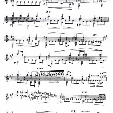Chopin “Raindrop” Prelude Pg.4, guitar transcription by Francisco Tárrega, Vahdah-Bickford Collection, Box 73, Folder 63