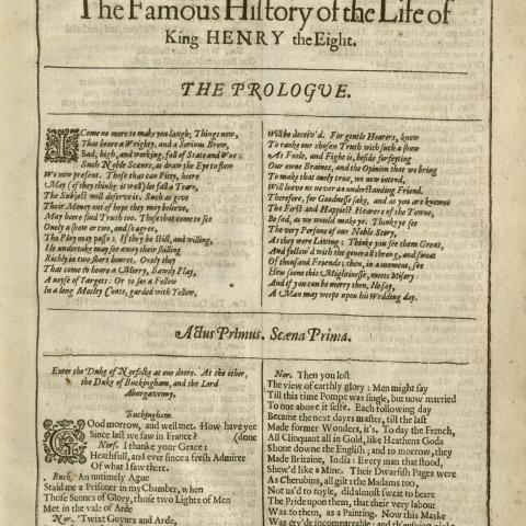 Page 1, William Shakespeare, The Famous History of the Life of King Henry the Eight