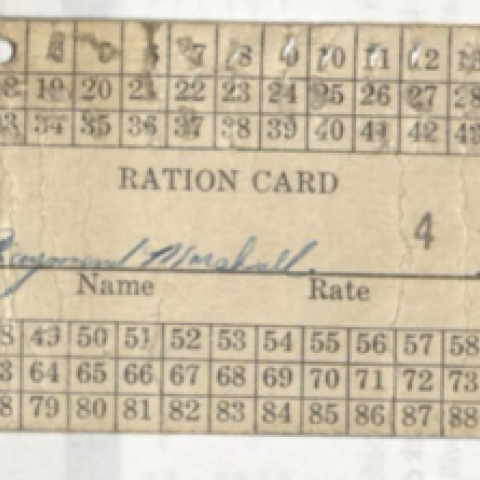Raymond Marshal Ration Card, Corporal Raymond Marshall Collection