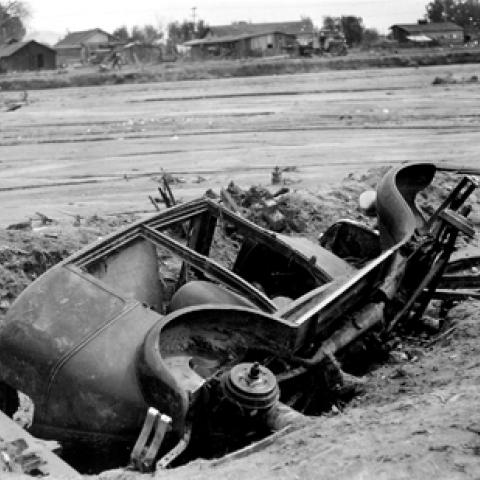 Los Angeles River flood aftermath in North Hollywood, 1938