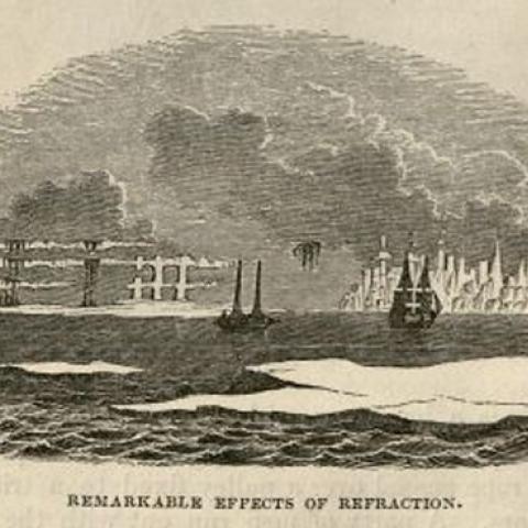 The phenomenon of refraction on the horizon. Winter in the Arctic Regions